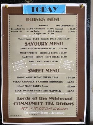 Menu - September 10th 2019 at The Assembly Rooms in Glastonbury