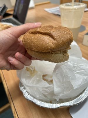 Vegan egg sandwich on whole wheat bun  at Fuel Cafe in Hicksville
