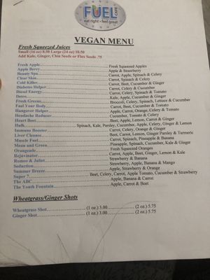 Menu   at Fuel Cafe in Hicksville
