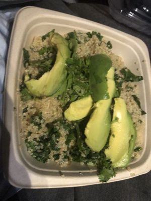 Quinoa avocado almond cilantro   at Fuel Cafe in Hicksville