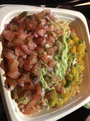 Quinoa, guacamole, pico de gallo, mango salsa , cucumber 
  at Fuel Cafe in Hicksville