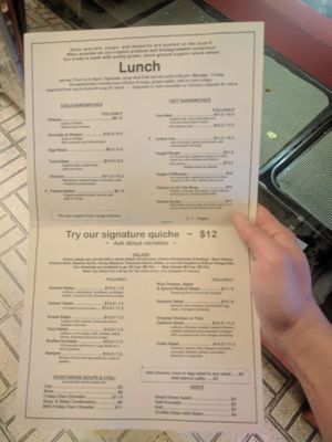 Menu, March 2017 at Nature's Kitchen Cafe in Yreka