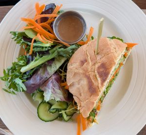 Veggie sandwich with side salad at Thanks A Latte Espresso Cafe in Camp Verde