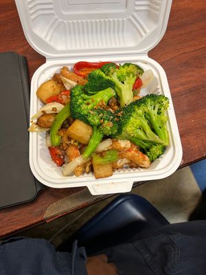 Stirfry prawns  delicious!!!  at Go Vegan in Antioch