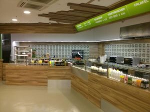 Second Falaferia at Praterstern. It differs from the first one in that it offers hot dogs and juices in addition to falafel, but doesn't allow self-serving toppings. at Falaferia in Vienna