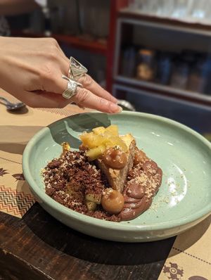 Vegan dessert! Apple & hazelnut moose cake at Burma Burma in Mumbai