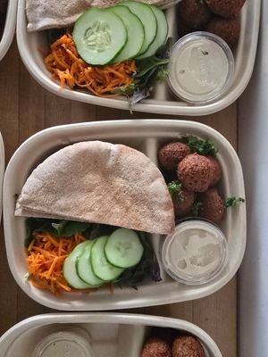Falafel with Pita at Ruby Reds Vegan Ready-to-Eat Meals in Washington
