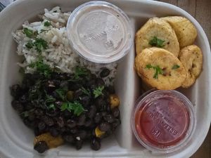 Caribbean Plantain Power Bowl with Coconut Rice & Black Beans at Ruby Reds Vegan Ready-to-Eat Meals in Washington