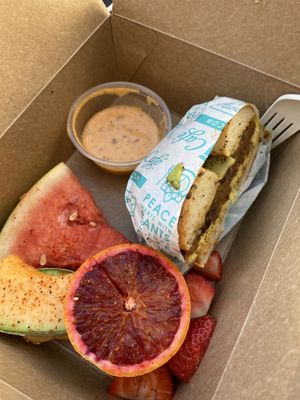 Bagel and fruits  at JOi Café in Westlake Village