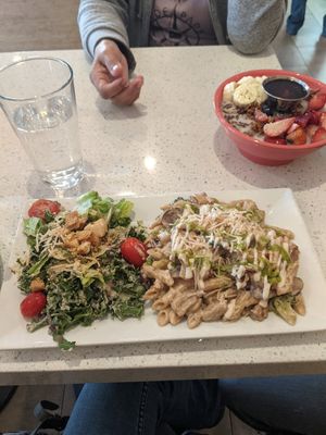 Chickn Alfredo with side of Cesar salad! at JOi Café in Westlake Village