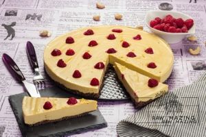 lemon-raspberry cheesecake. gluten-free, as all our sweets! at Rawmazing in Bucharest