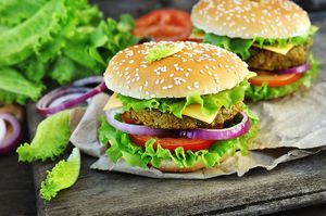 Black bean & Walnuts vegan burger at Rawmazing in Bucharest