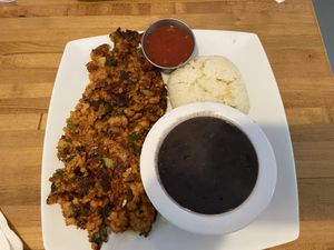 Soyrizo, rice and beans  at Sun Rise Restaurant in San Francisco