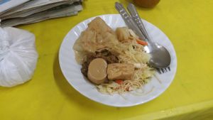 Various things I pointed to, with noodles instead of the usual rice. at A-Ma in Bangkok