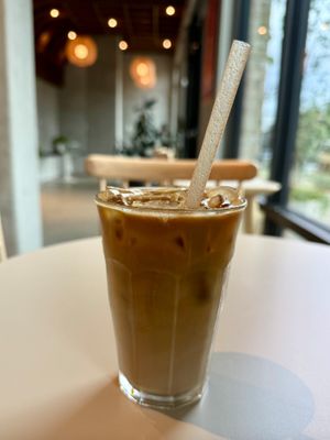 Iced Latte with Agave Straw at Laylo Cafe in Chamblee
