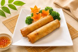 House Rolls: Crispy rolls filled with green beans, wood ear mushrooms, sweet potatoes, taro, jicama, and carrots at Luong-Loi Restaurant in Wheaton