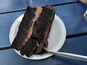 Chocolate cake (July 2022) at Rainbows End Cafe in Glastonbury