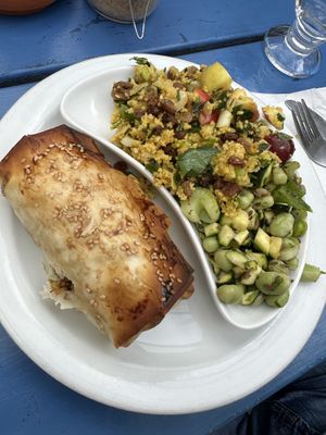 Giant spring roll  at Rainbows End Cafe in Glastonbury