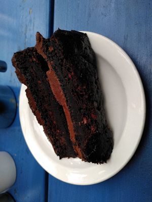 Chocolate cake (November 2023) at Rainbows End Cafe in Glastonbury