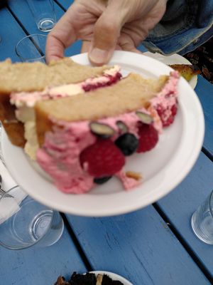 Victoria sponge (October 2024) at Rainbows End Cafe in Glastonbury