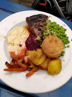 Vegan roast (October 2024) at Rainbows End Cafe in Glastonbury