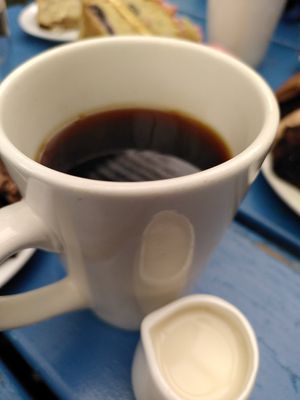 Cup of black coffee (October 2024) at Rainbows End Cafe in Glastonbury