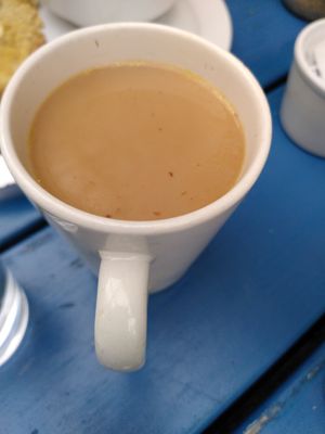 Cup of tea (October 2024) at Rainbows End Cafe in Glastonbury