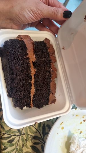 Chocolate cake at Rainbows End Cafe in Glastonbury