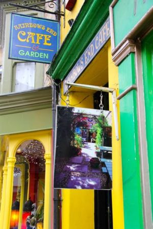 A friendly little hide away directly off the High Street in Glastonbury - look out for the sign... at Rainbows End Cafe in Glastonbury