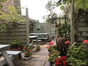 Back yard  at Rainbows End Cafe in Glastonbury