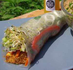 Un de nos incroyables rouleaux - sans gluten - et protéinés at Cafe Nutrimania in Montreal