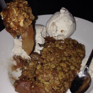 vegan apple cobbler with coconut ice cream at Picazzo's Organic Italian Kitchen in Tempe