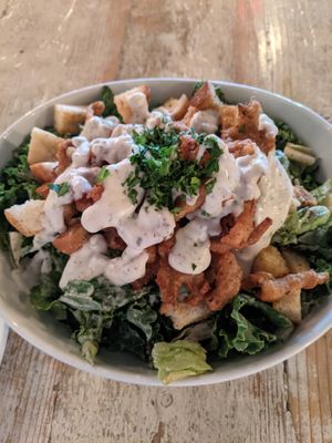 Crispy Kalamari Caesar Salad at MeeT on Main in Vancouver