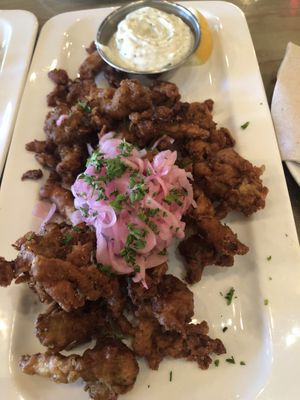 My favourite!  Mushroom vegan calamari and awesome tzatziki   at MeeT on Main in Vancouver
