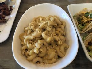 Must have the cashew/nutritional yeast Mac and cheese  at MeeT on Main in Vancouver