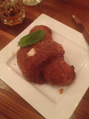 The coconut cream filled Cronut...I should never have agreed to share this, it was so good! at MeeT on Main in Vancouver