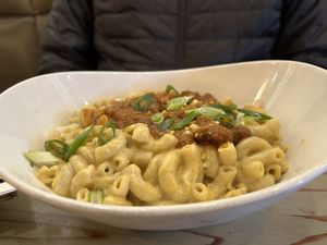 Mac’n cheese with butter chicken  at MeeT on Main in Vancouver