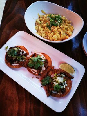 Mac & cheese and tostadas with steaks at MeeT on Main in Vancouver