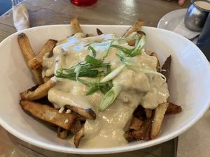 Vegan poutine. Yum! (Idk what regular poutine tastes like but still!)  at MeeT on Main in Vancouver