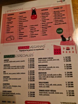 Ask for the vegan pizza menu barcode at La Fachada (Palermo) in Buenos Aires