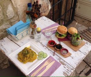 Soy spaghetti and burghers  at Micro in Cisternino