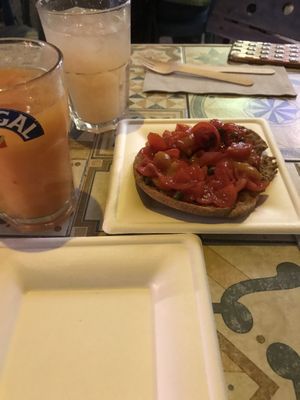 Frisa with tomatoes, capers and bell pepper  at Micro in Cisternino