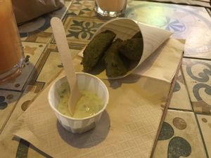 Falafel with sauce  at Micro in Cisternino