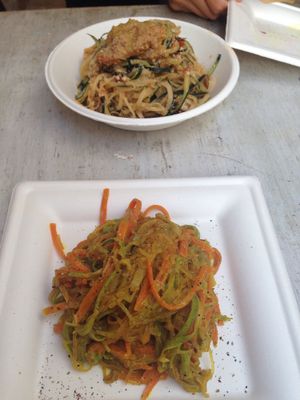 Soy spaghetti + raw spaghetti at Micro in Cisternino