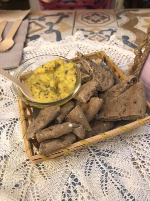 Bread starter with dip, really nice at Micro in Cisternino