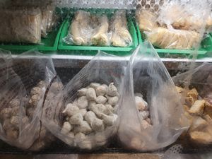 Veg meats at Layonna Vegetarian Health Food in Oakland