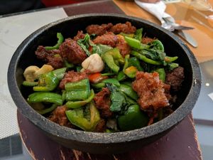 Sweet and sour on rice at Mile Time in Quito