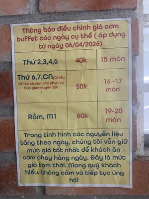 Price list  at Bếp Rơm Chay in Ha Noi