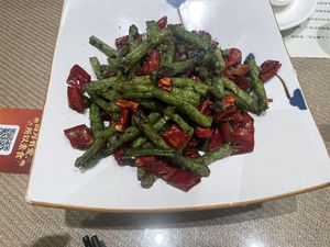 Amazing green beans with chili   at JingLianZhai Vegetarian Restaurant in Beijing