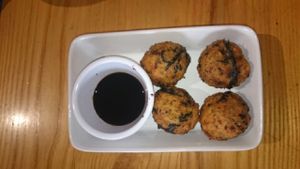 yummy Japanese seaweed and millet balls at Karamel in North London